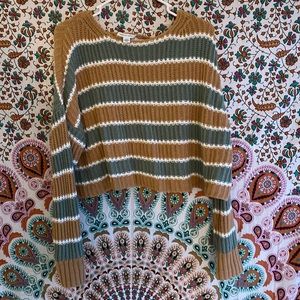 “American Eagle” Cropped Striped Sweater